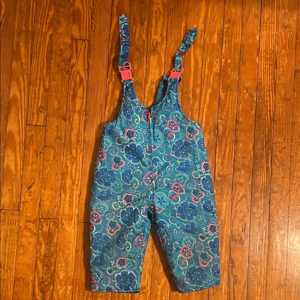 Okie Dokie Blue and Pink Patterned Overalls Girls 2T
